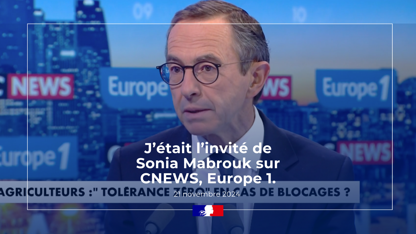 Le ministre de l’Intérieur, Bruno Retailleau, était l’invité de #LaGrandeInterview de Sonia Mabrouk dans #LaMatinale sur CNEWS, en partenariat avec Europe 1.